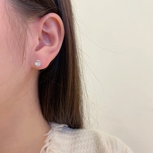Elegant S925 sterling silver stud earrings with high-quality sparkling zircon stones