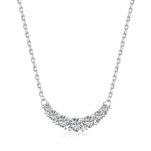 S925 Sterling Silver U-shaped Necklace with Gradient Zircon Curved Smiling Pendant