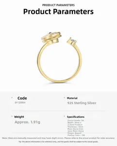 Nahaufnahme des drehbaren Rings aus 925er Sterlingsilber mit 3mm runden 5A Zirkonia Steinen
