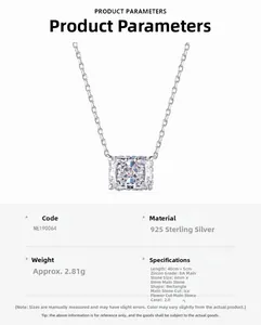 Dettaglio collana in argento S925 con zircone taglio ghiaccio e specifiche del materiale