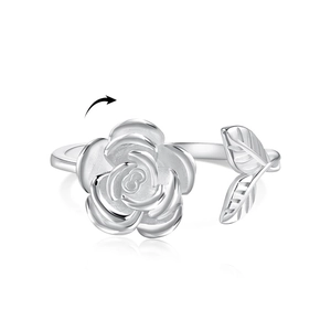 Drehbarer Rosenblüten-Ring aus S925 Sterlingsilber mit verstellbarem, offenem Design
