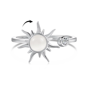 S925 Silberring Sonne mit Katzenaugenstein drehbar und Entspannungsfunktion Design