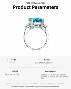 S925 sterling silver ring detail featuring a 10mm blue heart-shaped cubic zirconia