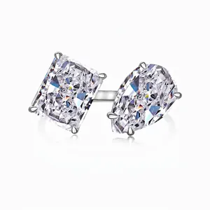 Bague Toi Et Moi en Argent Sterling 925 Femme Taille Fleur de Glace Zirconia Goutte Carré Ouverte Réglable Bijoux