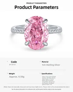 Macro detail showing a 4 carat pink oval ice-cut zircon set in premium S925 sterling silver