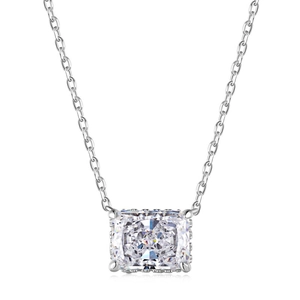 Elegante collana in argento sterling S925 con pietra quadrata taglio cushion brillante