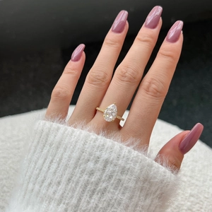 Bague de mariage de luxe en argent S925 avec pierre en poire et plaquage doré brillant