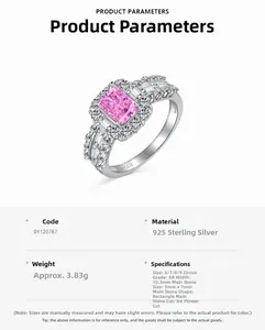 Detail view of S925 sterling silver ring featuring a 5x7mm pink ice flower cut zircon stone
