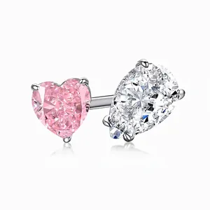 Anillo Toi Et Moi de Plata de Ley 925 para Mujer Corte Corazón Pera Diamantes de Imitación Brillantes Anillo Abierto Ajustable