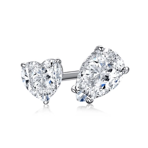 Pendientes de plata S925 de lujo con piedras en corte de corazón y pera brillante