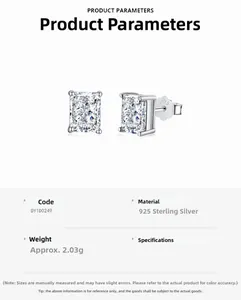 Detail of 925 sterling silver earring with radiant ice flower cut sparkling square stone