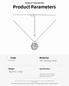 Details zur S925 Silber Kamelie Schneeflocke Kette mit 8mm runden Zirkonia Steinen