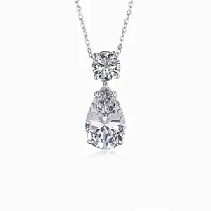 Collier Pendentif en Zirconia Taille Poire en Argent Sterling 925 pour Femme Bijoux de Mariage en Forme de Goutte d'Eau