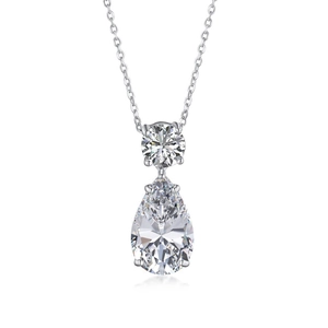 Collier en argent S925 avec grand pendentif en zircone poire pour femme élégante