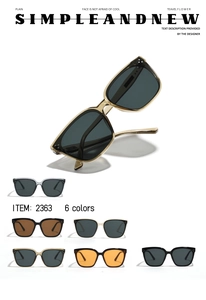 Detailed catalog showing 6 stylish square frame sunglasses with rivets and metal hardware