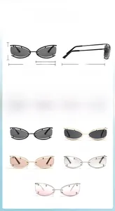 Specifiche dettagliate delle dimensioni degli occhiali da sole cat-eye stile Y2K