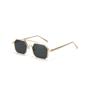 Retro Octagonal Metal Frame Sunglasses For Men Women Double Bridge UV400 Small Square Geometric Sun Glasses Fashion Eyewear