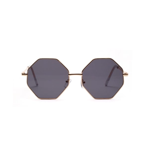 Octagonal geometric metal sunglasses with double bridge and dark lenses for men and women