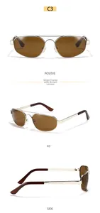 Vues détaillées des lunettes de soleil en métal argenté avec verres marron