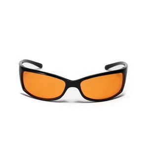 Black sporty Y2K sunglasses with orange lenses for cycling and outdoor activities