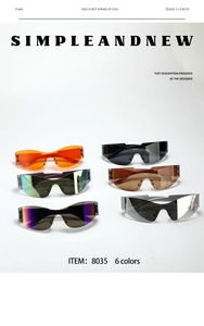 Six coloris de lunettes de soleil enveloppantes Y2K sans monture, orange et argent