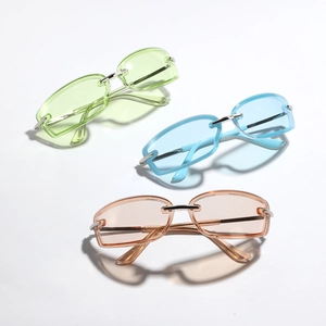 Y2K Retro Quadratische Sonnenbrille Damen Herren Futuristisch Dopamin Candy Farbe Metallrahmen UV400 Schutz Mode Zubehör