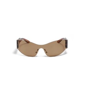 Lunettes de soleil shield Y2K sans monture avec verres ambrés et design oversize