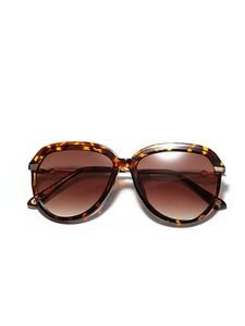 Lunettes de soleil oversize écaille avec verres dégradés marron et charnières métal