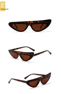 Three-angle product view of vintage tortoiseshell cat eye sunglasses with brown lenses