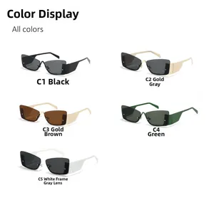 Available colors for rimless square sunglasses including black gold green and white frames