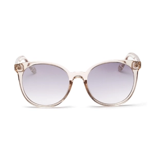 Retro round sunglasses with transparent champagne frames and purple gradient lenses