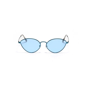 Retro cat-eye sunglasses with light blue ocean lenses and a sleek metal frame for parties