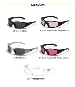 Multi-color Y2K wrap-around sports sunglasses collection for outdoor activities