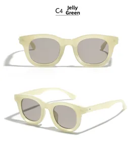 Vues de face et de profil de lunettes de soleil carrées C4 Vert Gelée translucide