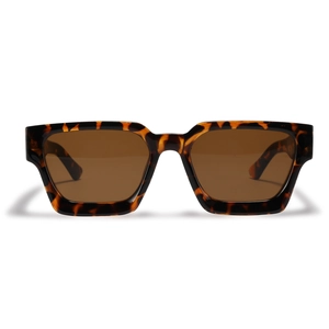 Lunettes de soleil rétro rectangulaires léopard avec verres marron pour hommes et femmes