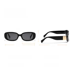 Detailed dimensions of retro square black sunglasses with X-shaped metal decor