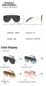 Detailed dimensions and specs for shield sunglasses with metal studs and PC lenses