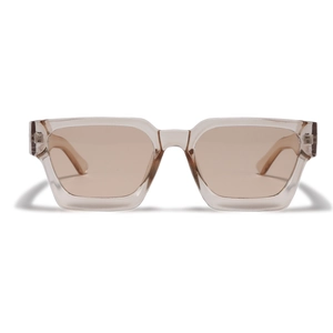 Lunettes de soleil rectangulaires rétro avec monture champagne et verres brun clair