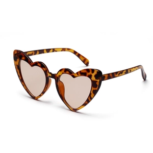 Fashionable heart-shaped sunglasses with tortoiseshell frames and brown lenses