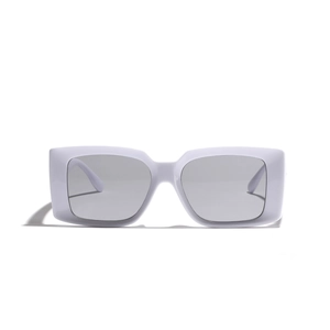Square oversized white frame sunglasses for men with grey lenses in a modern minimalist style