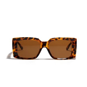 Classic tortoise shell square sunglasses with deep brown lenses for a retro style