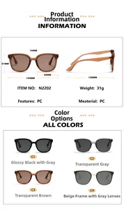 Detailed size guide and measurements for square oversized sunglasses with PC frame