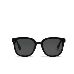 Classic black oversized square sunglasses with silver double dot rivets on sleek frames