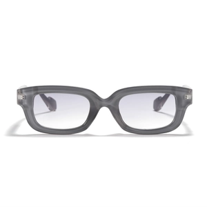 Fashionable translucent grey rectangular cat eye sunglasses with high-quality thick frame