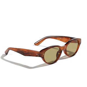 Retro cat-eye sunglasses with tortoiseshell acetate frame and tinted amber lenses