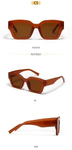 Detail view of tortoiseshell oversized square sunglasses with temple size specifications