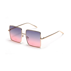 Fashion Large Square Metal Frame Sunglasses For Women Vintage Gradient Lens UV400 Protection Street Style Sun Glasses