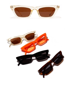 Collection de lunettes de soleil rectangulaires étroites en orange et couleur écaille