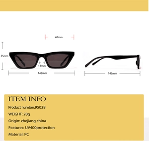 Tableau détaillé des tailles de lunettes œil de chat rétro avec dimensions et protection UV
