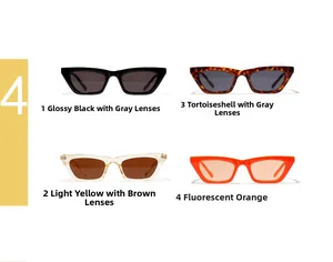 Collage de lunettes de soleil carrées en noir, ambre, écaille et orange fluo